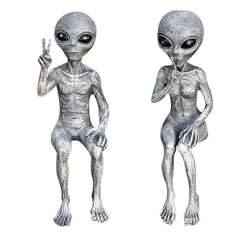 

15cm Outer Space Alien Accessories Resin Statue Martians Garden Figurine For Home Indoor Outdoor Decoration Courtyard Ornaments
