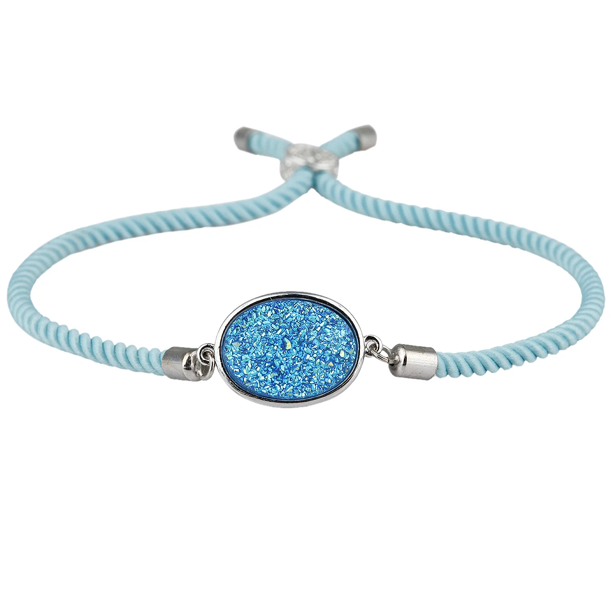 

TUMBEELLUWA Colors Crystal Stone Bracelets INS Simple Rope Chain Adjustable Jewelry For Women Girl