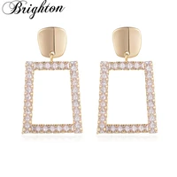 brighton exquisite big zircon geometric drop dangle earrings for women party fashion hyperbole jewelry high quality female gift