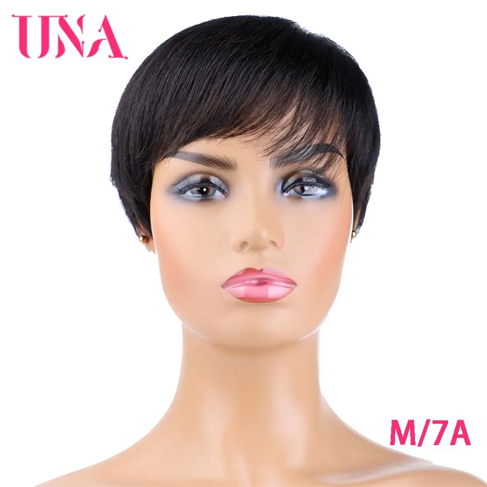 Короткие прямые человеческие волосы UNA парики для женщин бразильские без