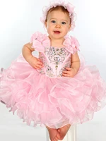 infant toddler girls pink tutu dresses crystal beading pink flower girls dresses girls 2 years birthday tutu dress custom