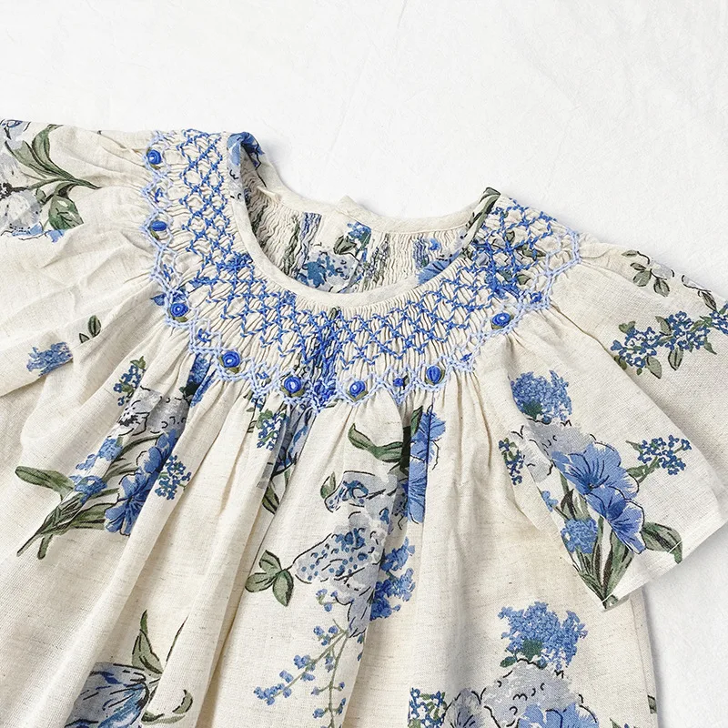 

Lunoakvo 2021 LAN Summer Baby Girls Dress Print Casual Dresses for Girls Korean Baby Clothes Short Sleeve Outfits Flower Print