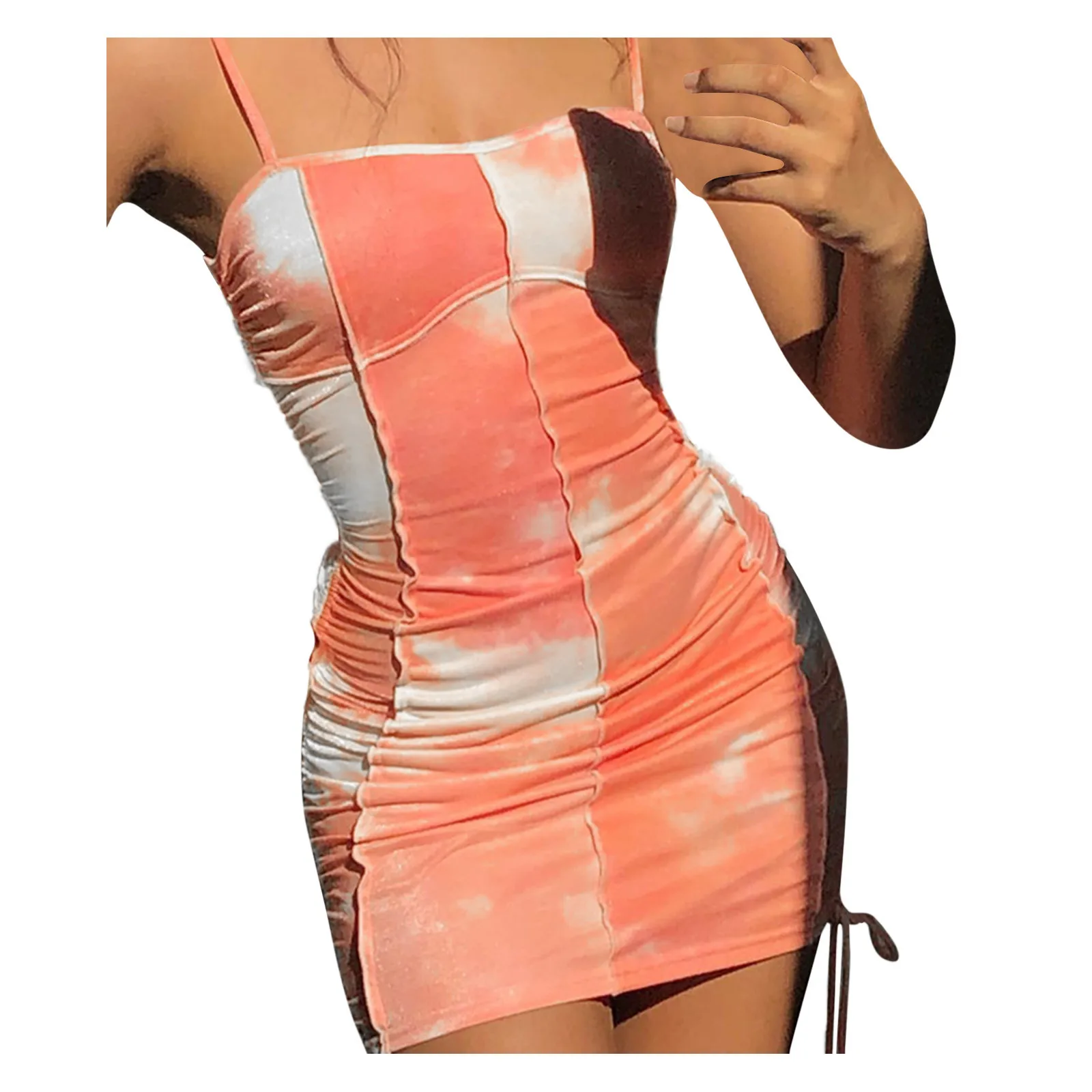 

Women Tie-dye Print Bodycon Mini Dress 2021 Fashion Vintage Sexy Strapless Backless Dress Sexy Casual Party Club Female Dresses