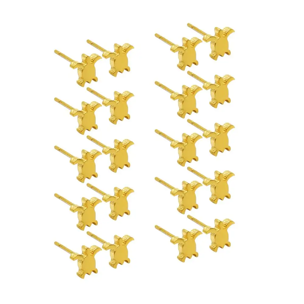 Роскошные серьги гвоздики 10 пар/лот из нержавеющей стали с дизайном Черепаха