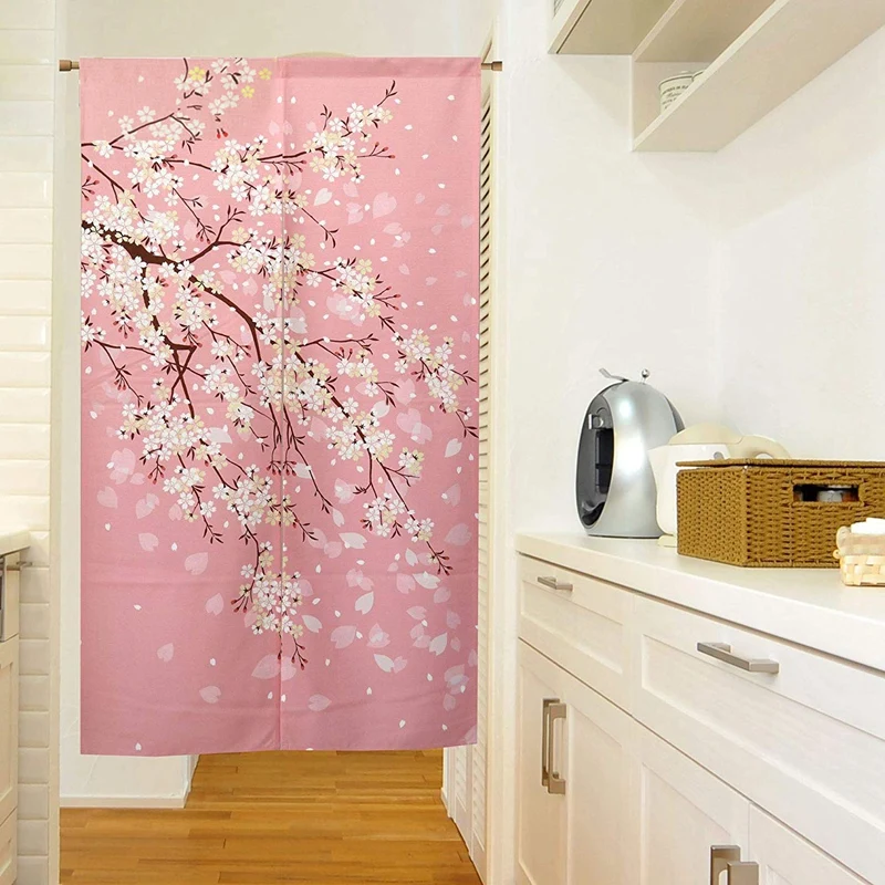 Home Kitchen Curtain Suspension Shower Curtain Cherry Blossom Japanese Fabric Printing Curtain Tapestry Home Decoration