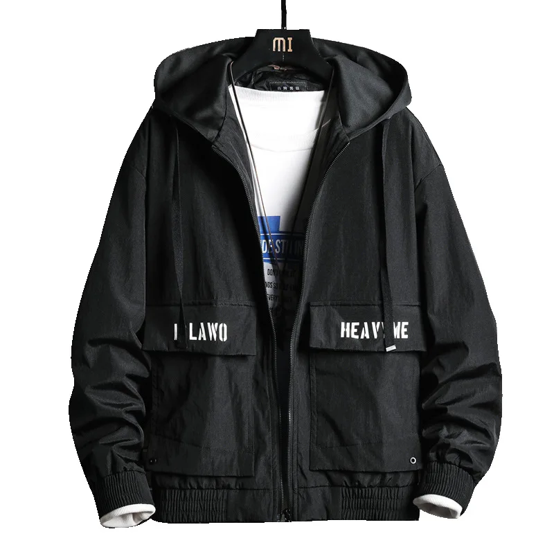 Мужская однотонная куртка с капюшоном осенне-Весенняя Свободная верхняя одежда