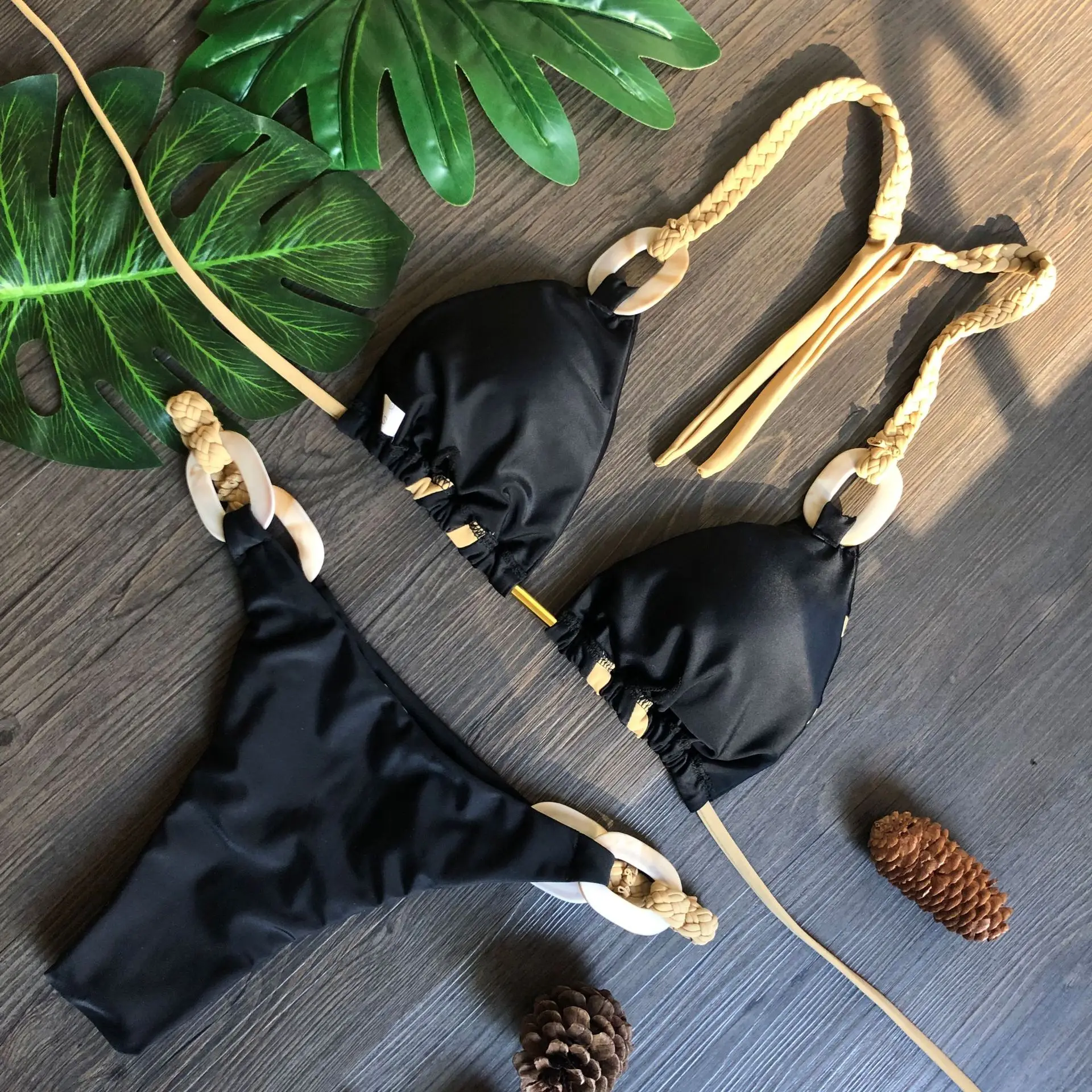 

Sexy Bikini 2021 Summer Swimsuit Women Two Pieces High Waist Bikini Push Up Swimwear Halter Bathing Suit Split Swimsuit Female