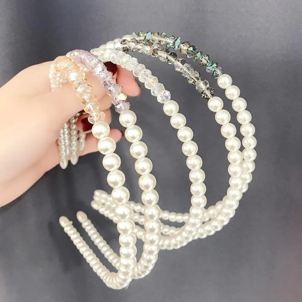 

Новинка 5 видов цветов, Женские Простые резинки для волос с жемчугом, милая повязка на голову, обручи для волос, украшение на голову, женские ...