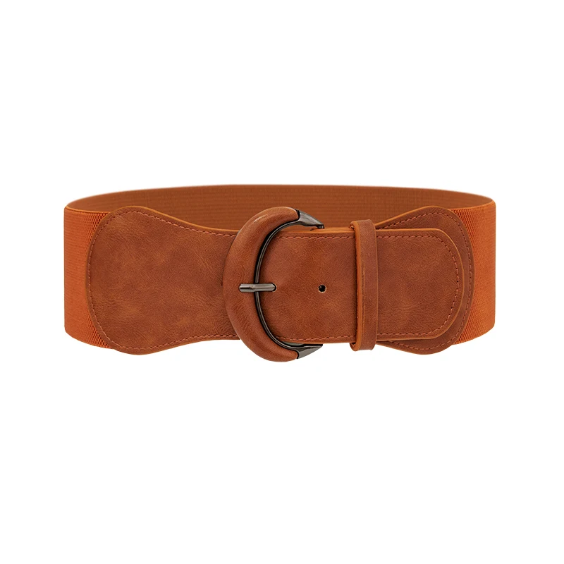 

Women's Stretch Belt Wide Elastic PU Leather Designer Belts Classic Waistband For Dress Skirt ceinture femme 2020