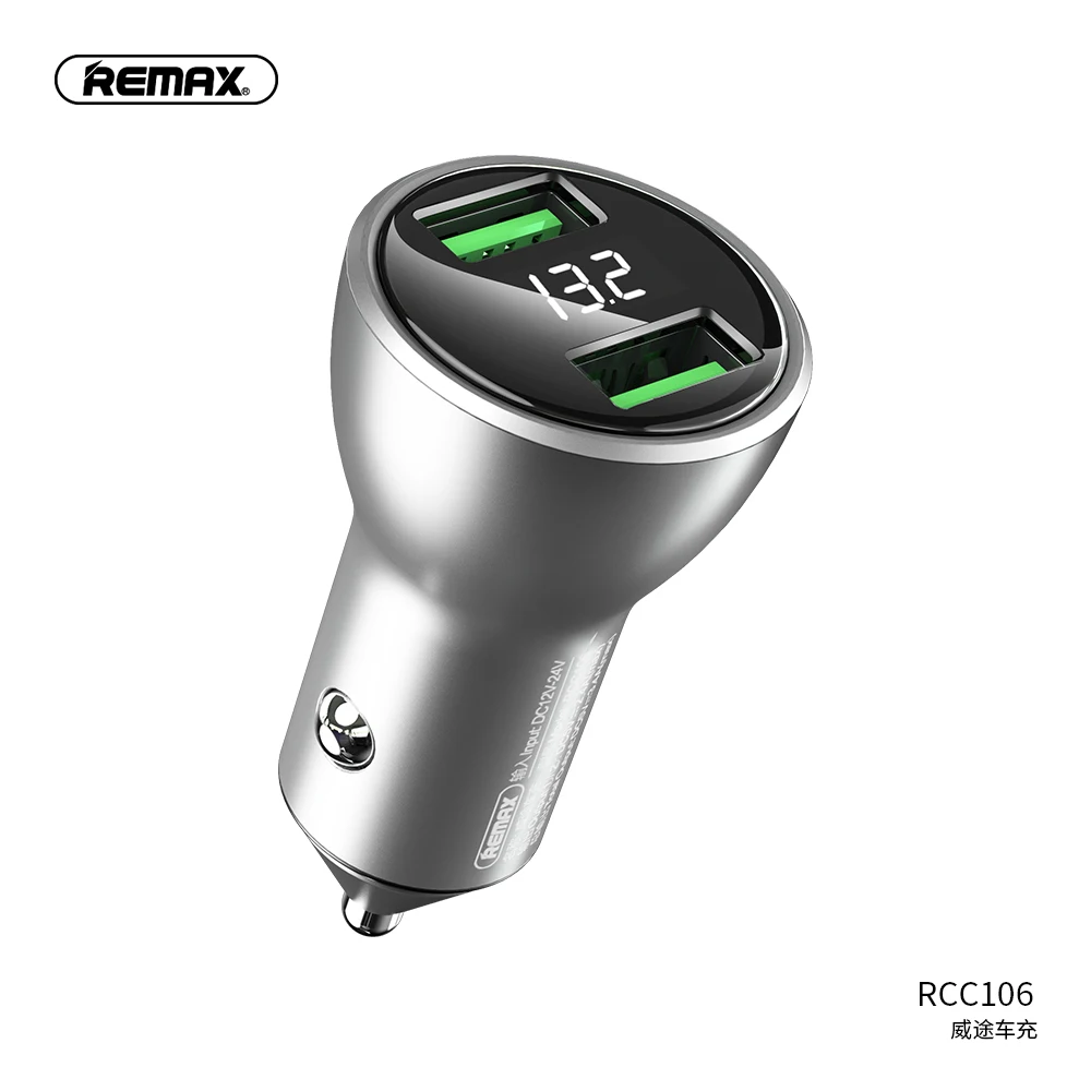 Автомобильное зарядное устройство REMAX 3 4 а с двумя usb портами и светодиодным