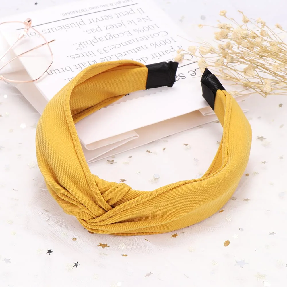 yellow 25 стилей, модная женская замшевая повязка на голову с бантом, винтажные резинки для волос с перекрестным узлом, тюрбан для девушек, повязка на голову, аксессуары для волос - Цвет: yellow