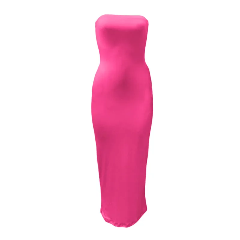 

Women Close-fitting Dress, Solid Color Boat Neck Sleeveless Off Shoulder Long Skirt with Pockets Daily Wear