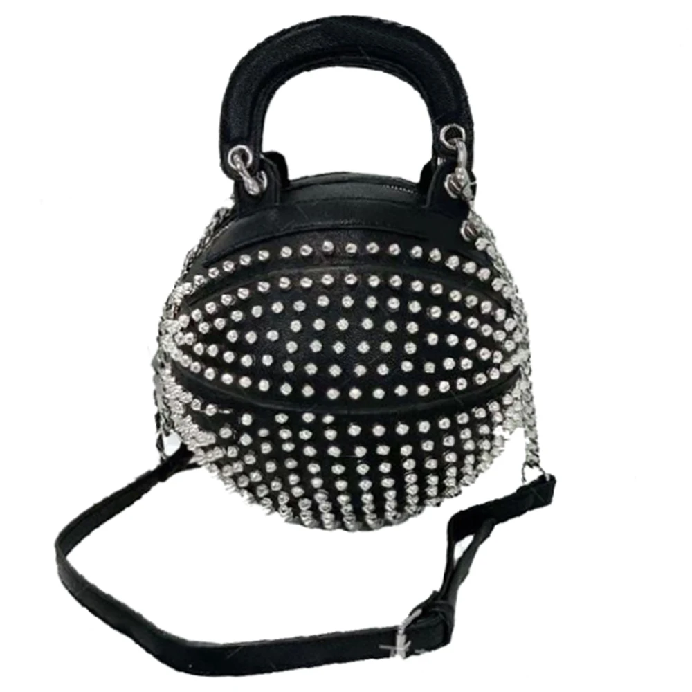 

Diamond Bags For Women Ball Shapes Handbags Female Punk Style Crossbody Totes Ladies Rivets Design Shoulder Purses 2021 Fashion