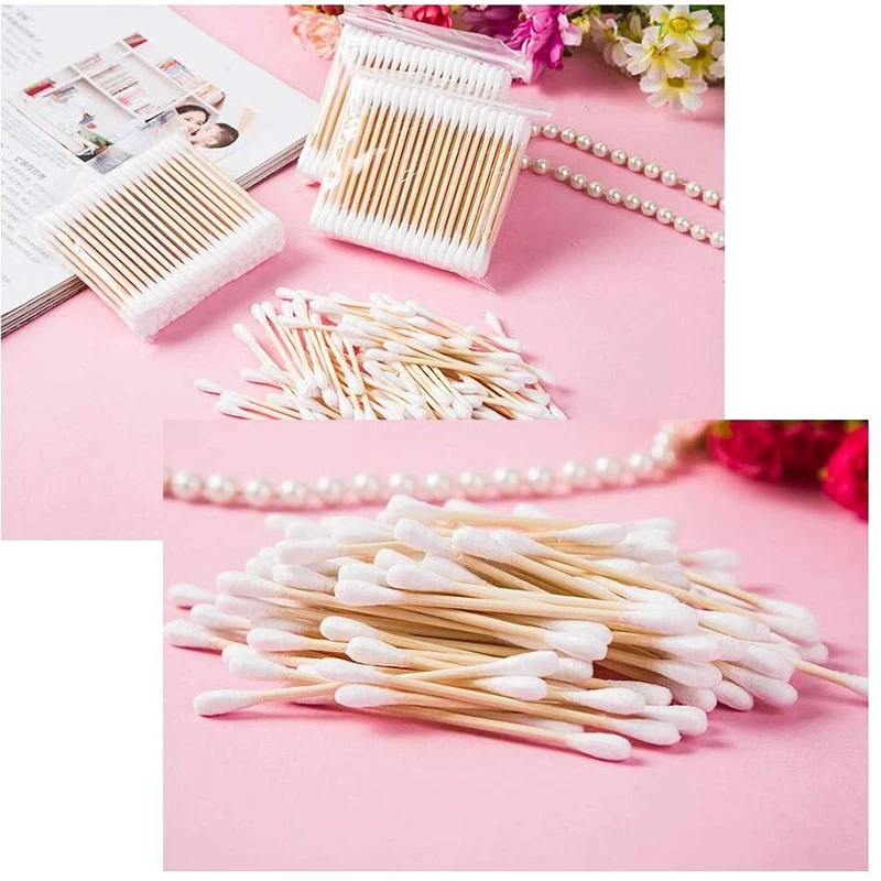 

100PCS Cotton Swab Wood Stick Double Head Cotton Stick Makeup Swab For Beauty Makeup Nose Ears Cleaning NEW