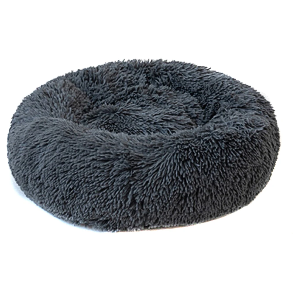 Dark Gray Кровать для домашних животных, собак, кошек, теплая мягкая плюшевая кровать, успокаивающее гнездо, круглый коврик для пончиков AUG889 - Цвет: Dark Gray