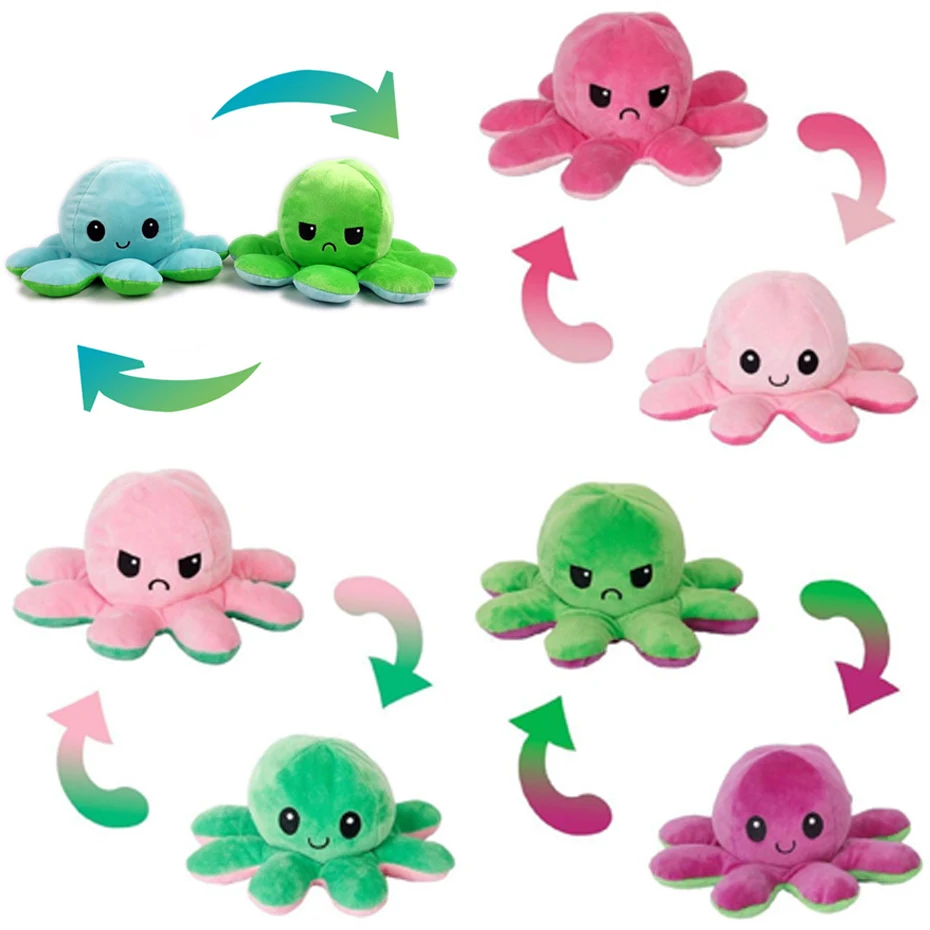 

Home Stuffed Emotional Double-sided Octopus Flip Plush Toy Doll supplies Flip Crossing pulpo Home supplies Stuffed Kids Set Pack
