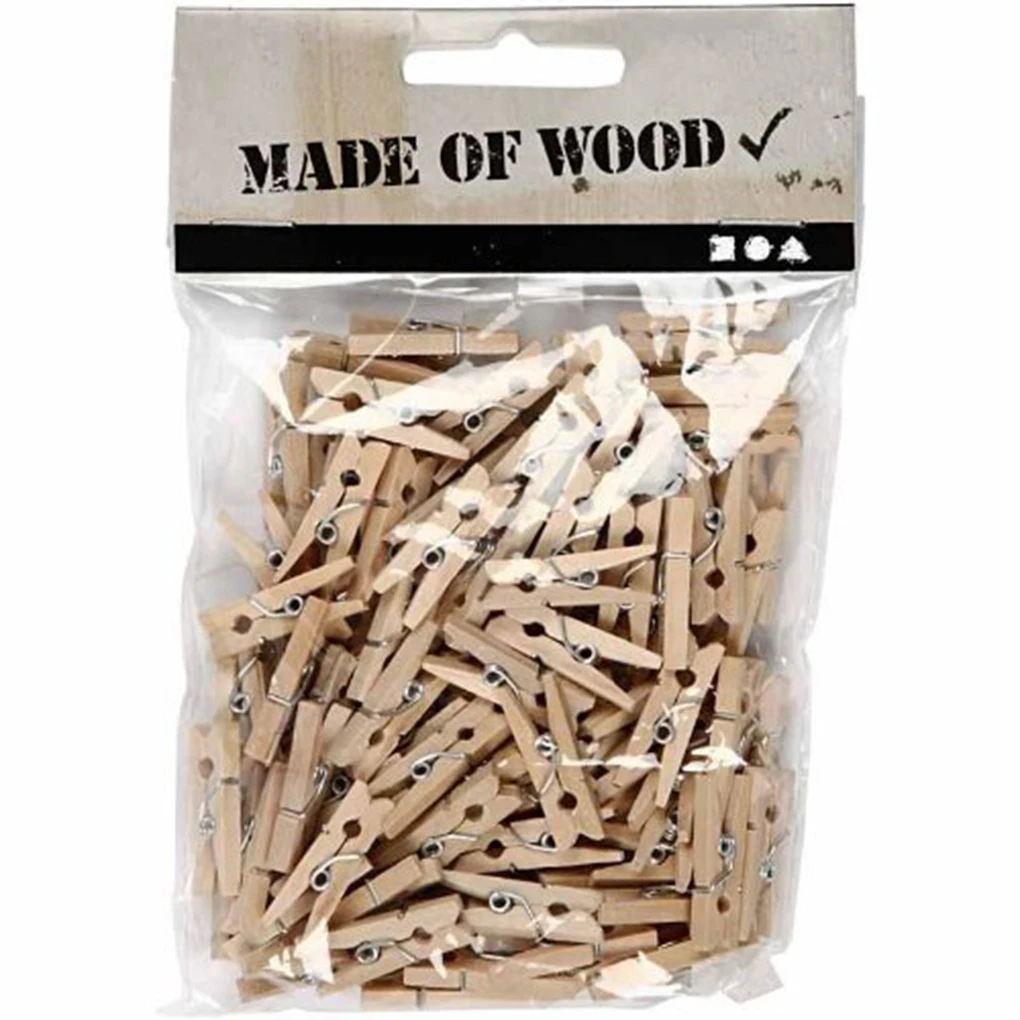 

50 PCS Wholesale Very Small Size 25mm Mini Natural Wooden Clips For Photo Clips Clothespin Craft Decoration Clips Pegs
