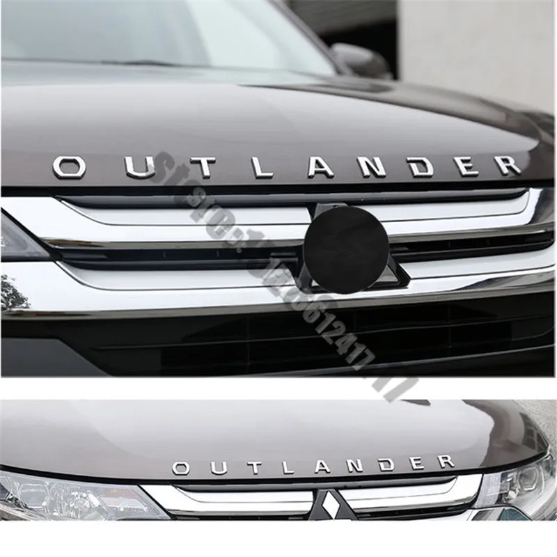 

CAR CHROME BONNET EMBLEM 3D LOGO ALPHABET STICKER FOR MITSUBISHI OUTLANDER 2013- 2021 ACCESSORIES CAR STYLING CAR ACCESSORIES