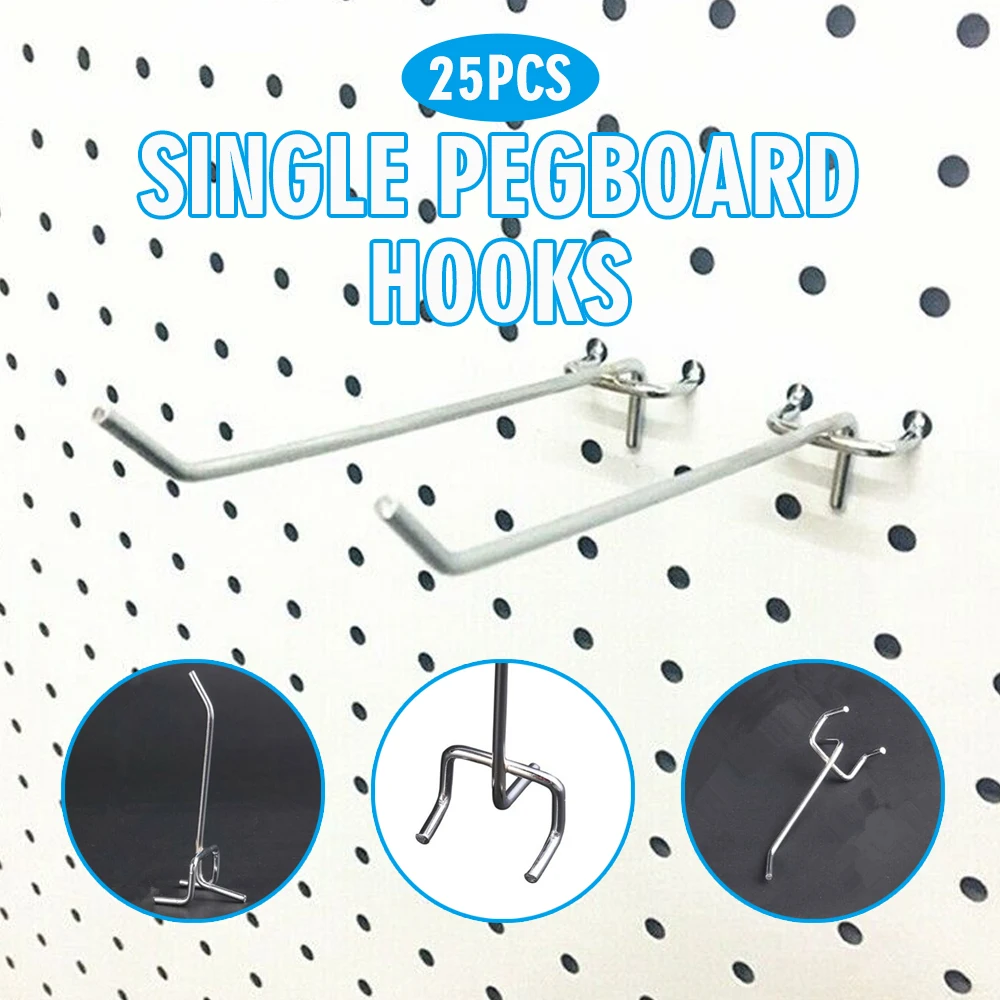 

25pcs 100mm Single Pegboard Hooks Supermarket Shop Retail Display Pegs Long Rod Commodity Key Chain Hanging Shelf