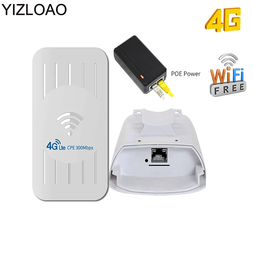 

Wi-Fi роутер YIZLOAO, Wi-Fi роутер с поддержкой 4G LTE, точка доступа Netword, уличная Wi-Fi репитер, 300 Мбит/с, мобильные точки доступа с адаптером POE 24 В, 32 поль...