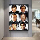 Плакат из фильма Джеймс Бонд, Классическая винтажная Картина на холсте, черно-белая картина на стену для гостиной, домашний декор