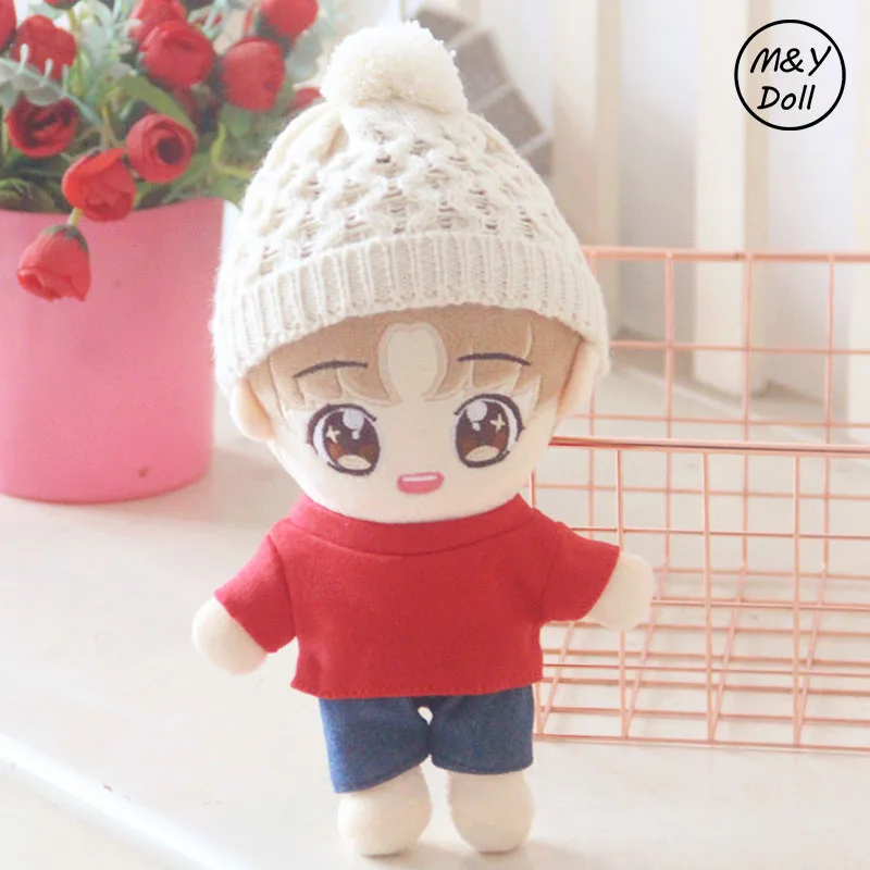 

20CM Doll Clothes Kpop Idol JIMIN Jennie Lisa V Sean Xiao Yibo Wang Red T-Shirt Jeans Christmas Toy Clothing Dolls Accessories