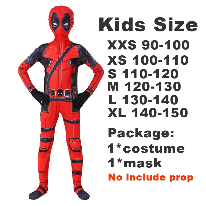 

Kids cosplay Costume Boys cosplay Superhero Deadpool Costumes mask suit Jumpsuit Bodysuit Halloween party Costume For boy girls