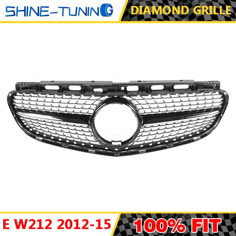 Алмазная решетка переднего бампера гриль гоночная E class w212 E200 E280 E300 E250 E350 2012 2015без