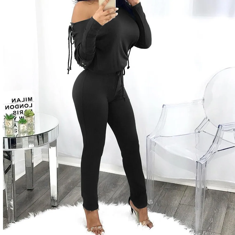 Комбинезон для женщин 2020 сплошной цвет крест ремень сексуальный чистый косая