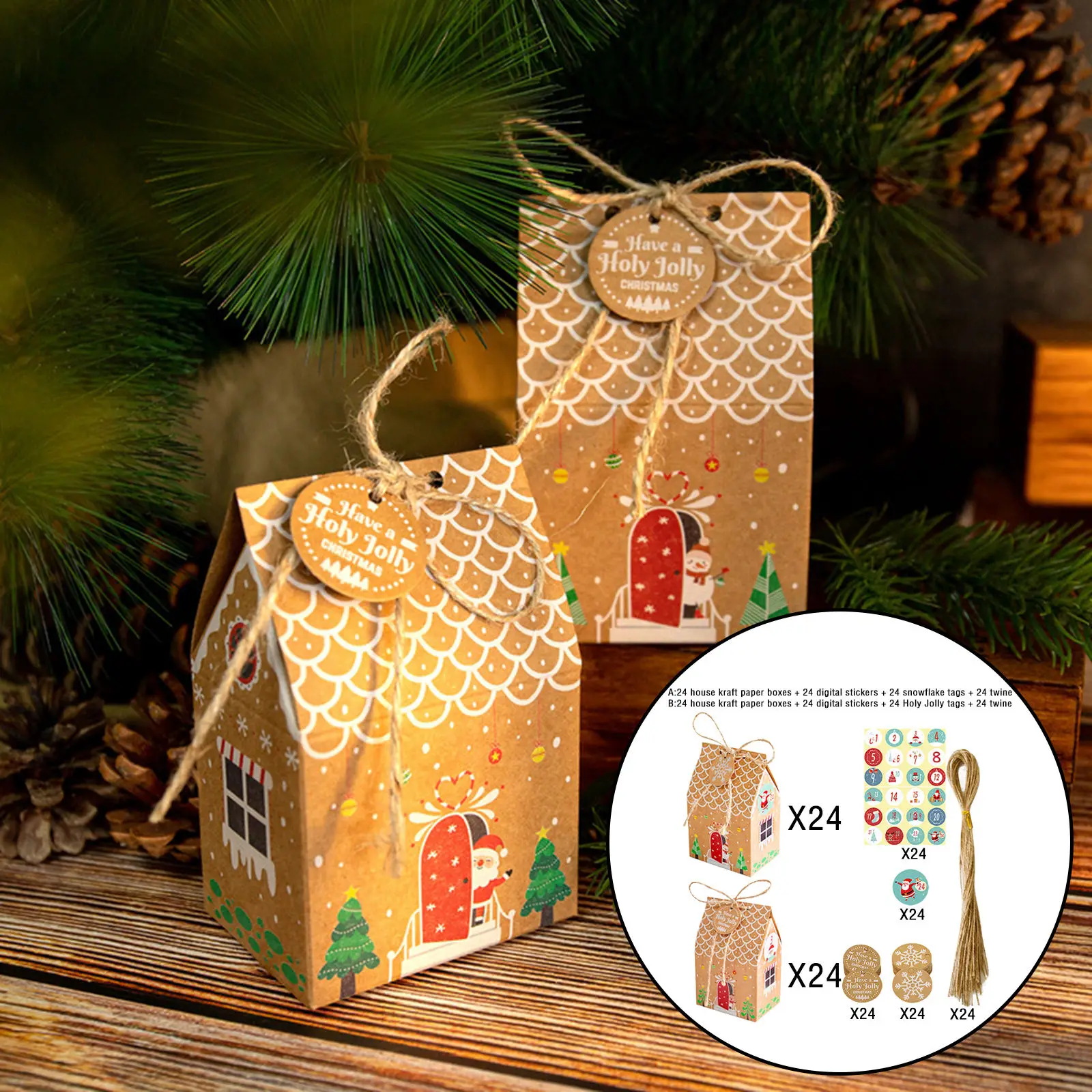 

Подарочные коробки с наклейками, украшение для вечерние, украшения для рукоделия и Рождества, с веревками