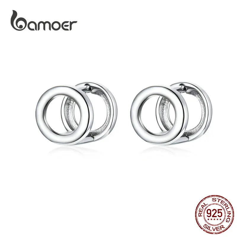 Bamoer простые круглые серьги-клипсы 925 пробы серебряные геометрические ювелирные изделия клипсы для ушей для мужчин и женщин модные ювелирные изделия BSE161