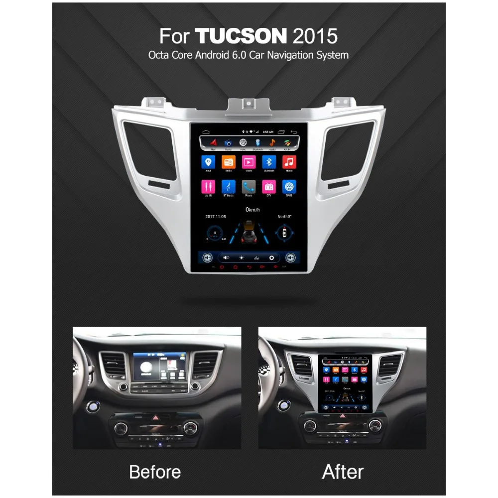 C600 4G вертикальный 9 7 "Автомобильный dvd плеер Android 6 0 для Hyundai Tucson IX35 2015 2016 2017 GPS