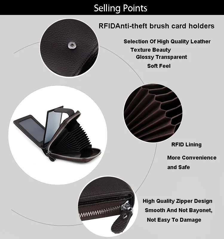 Натуральная Кожа RFID Карты Кошелек С Портмоне Новые Поступления Повседневный Стиль Держатели Кредитных Карт Горячие продажи Случаи Карты