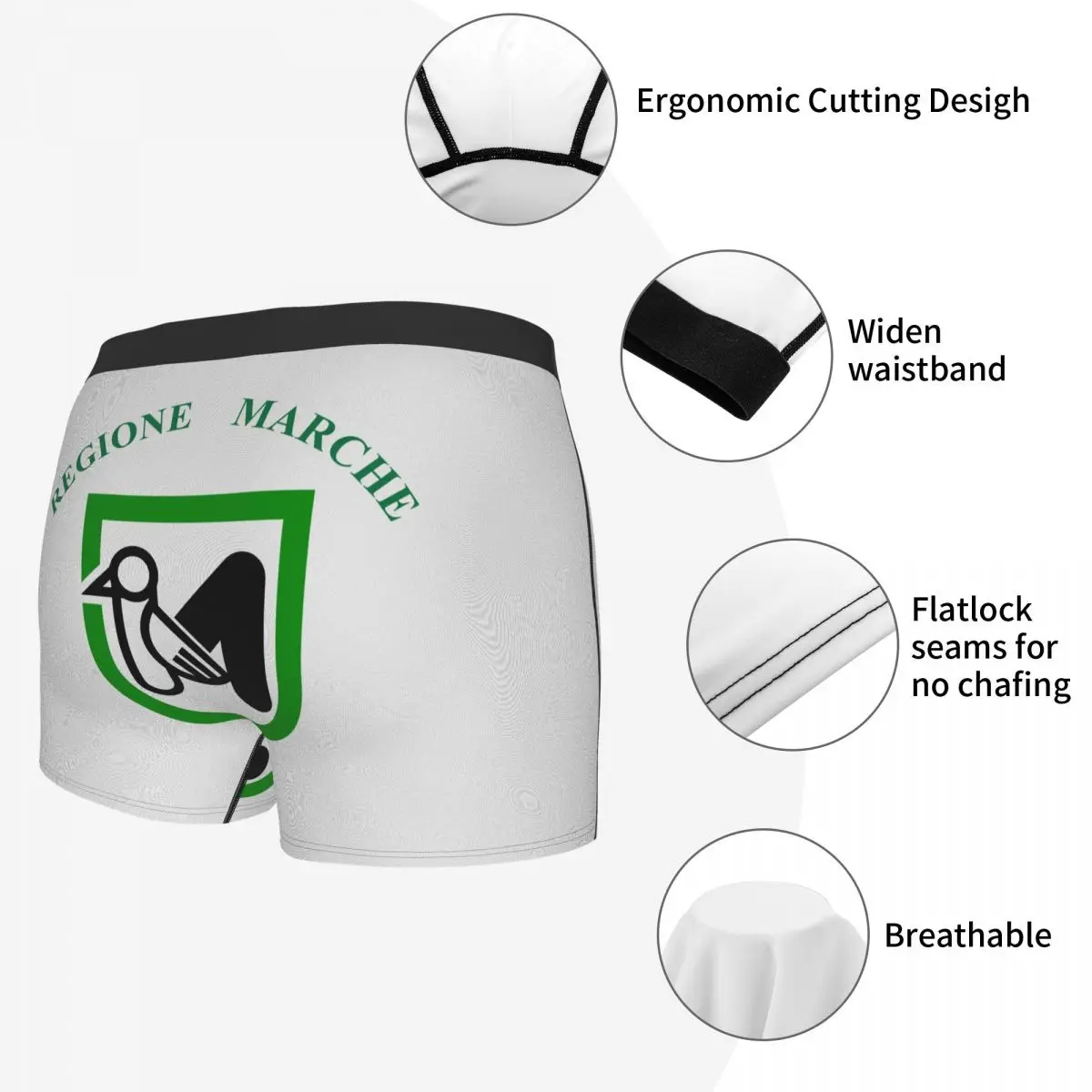 Flag Of Marche Men's Boxer Briefs regions of Italy Geeky elastic pants for men