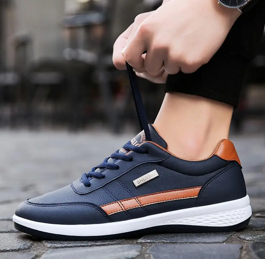 Мужские белые кроссовки tenis masculino мужская обувь дышащая на шнуровке кожаная