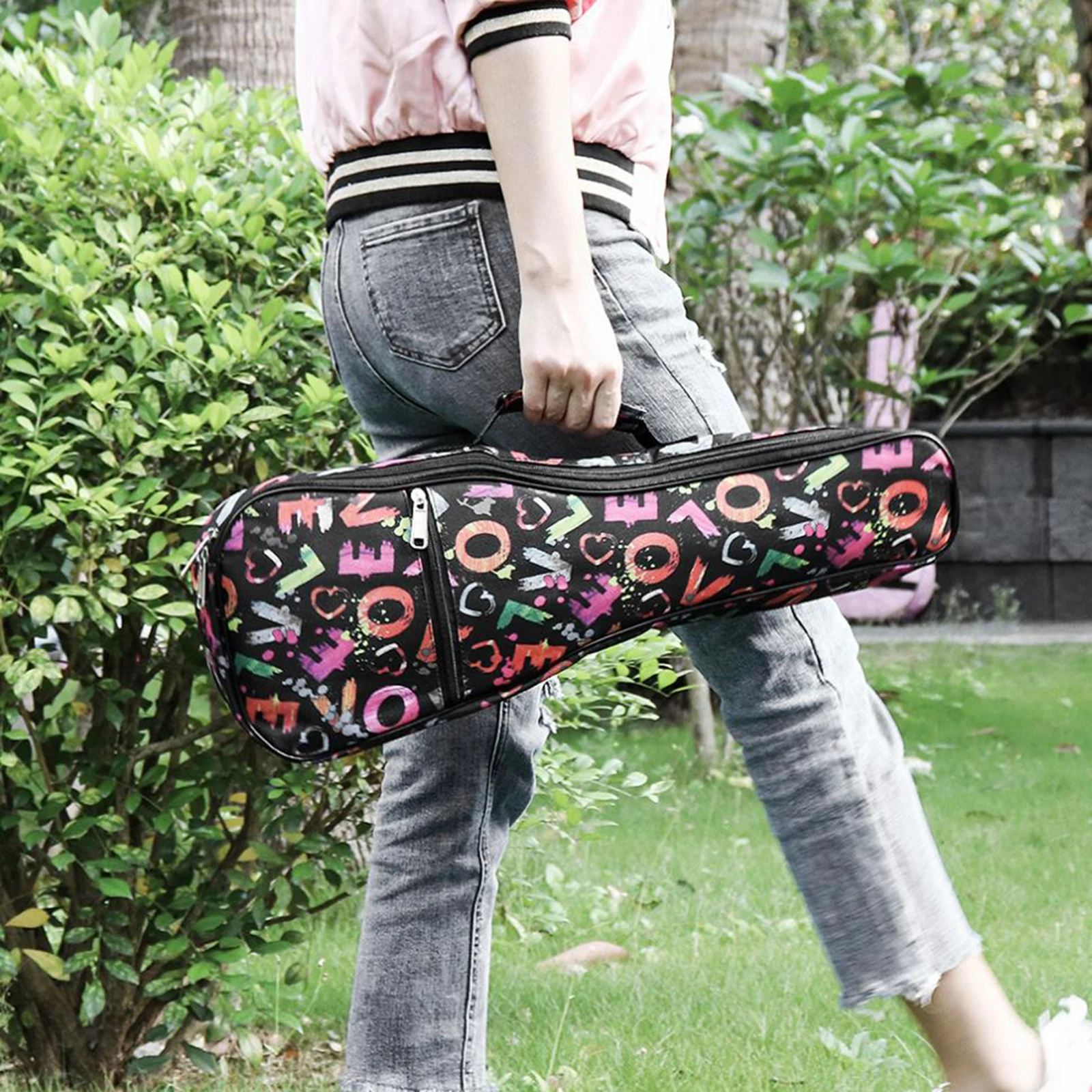 Double Strap Hand Folk Ukulele Carry Bag Cotton Padded Case For 21/23/26'' Mini Guitar Parts | Спорт и развлечения