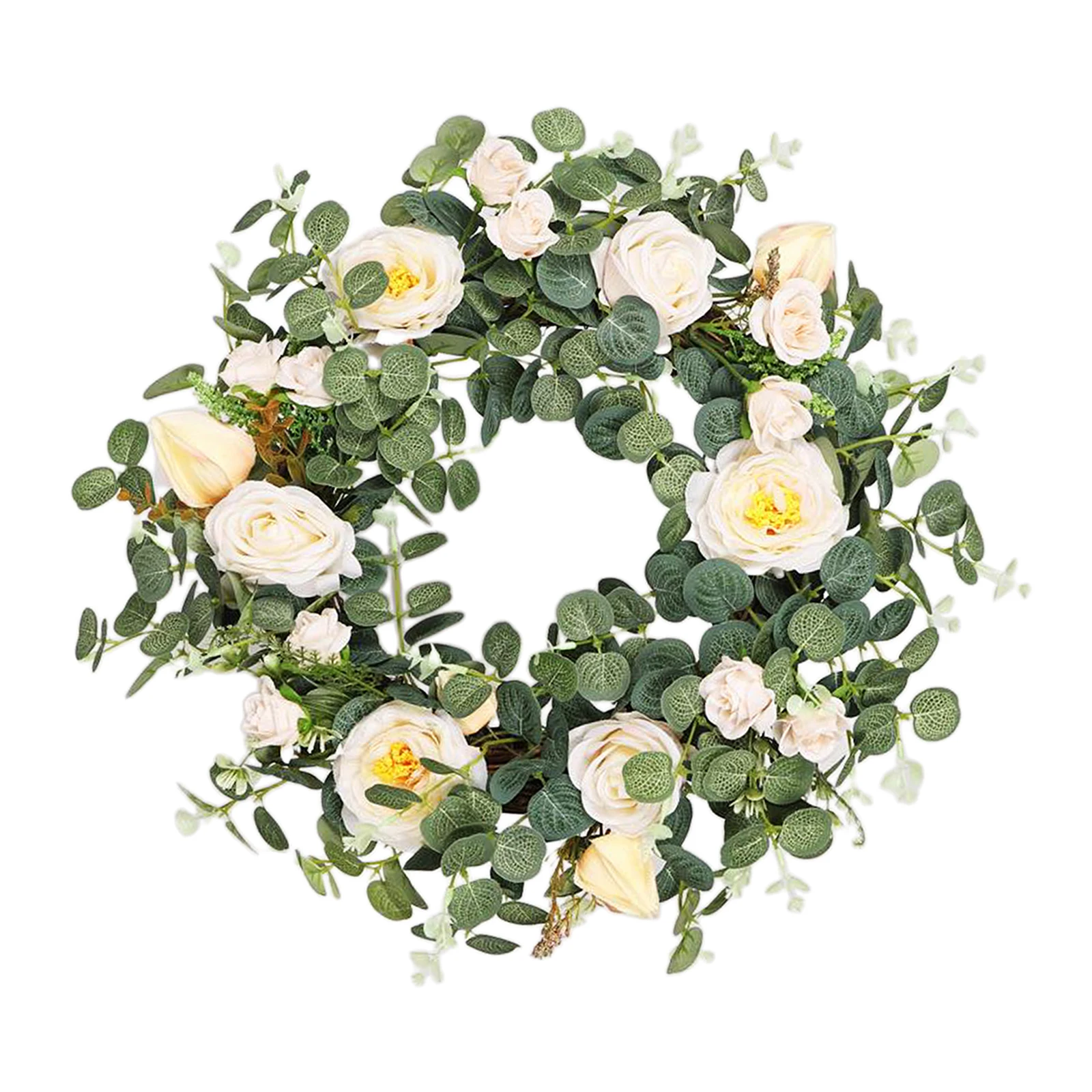 

40cm Front Door Wreath Spring Garland Wedding Floral Eucalyptus Wreaths