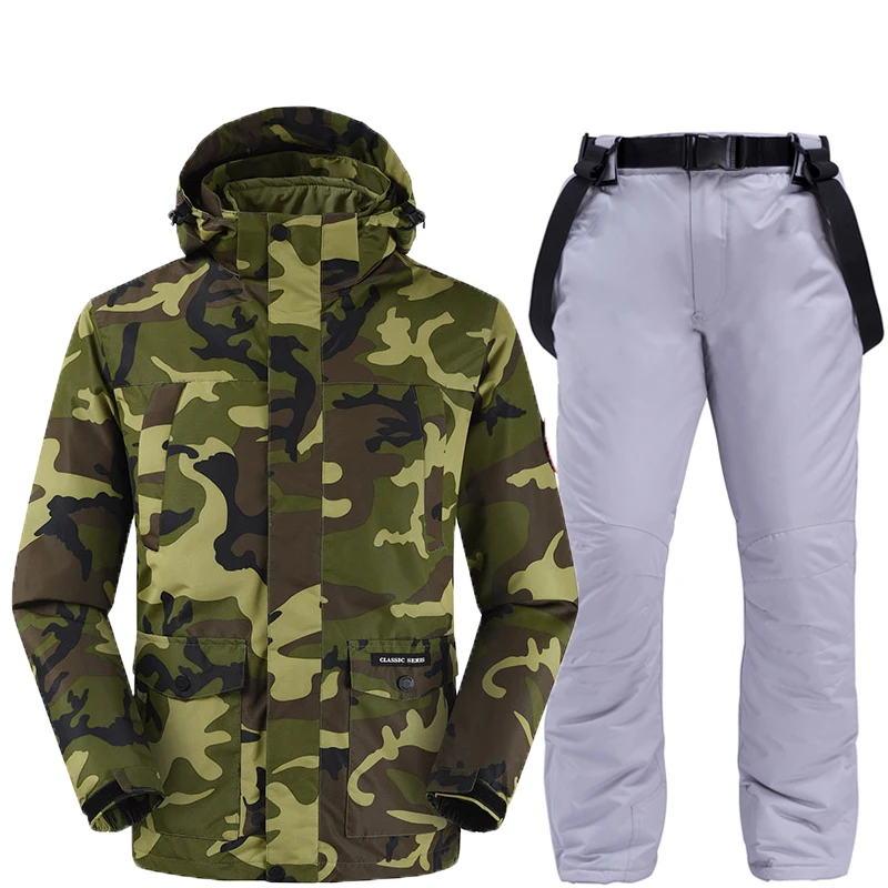 Мужской Камуфляжный костюм для катания на лыжах и сноуборде теплая