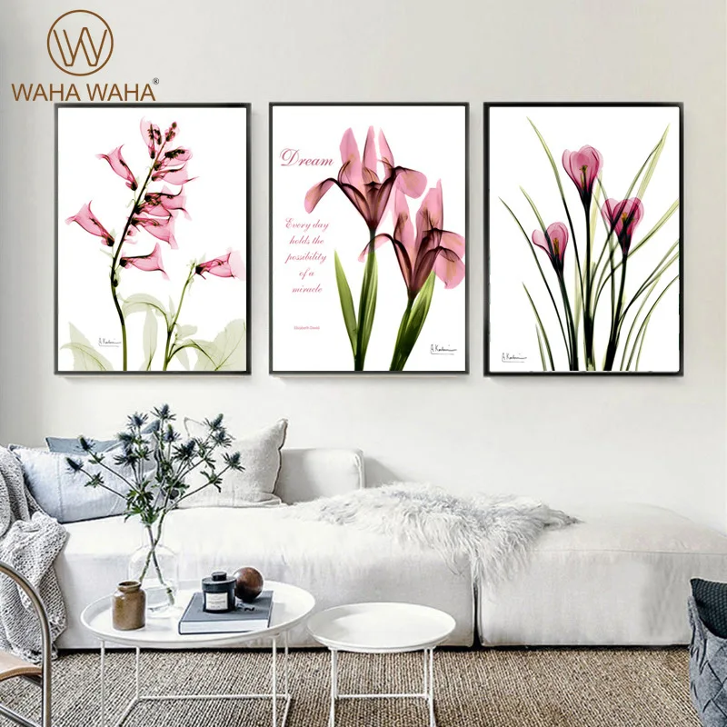 

Small Fresh Transparent Flower Fashion Poster Printing Canvas Painting Living Room Bedroom Background Wall Decoration Painting
