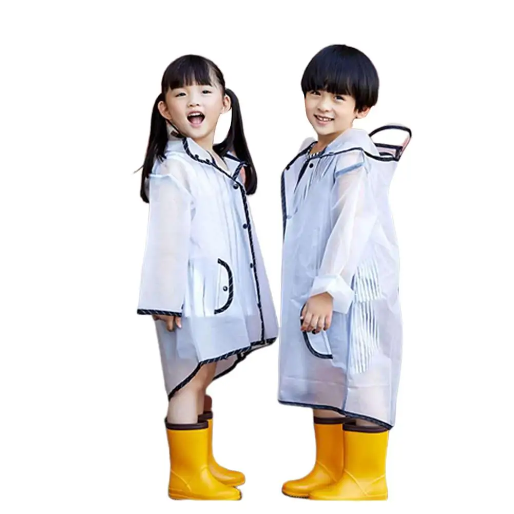 Модный прозрачный плащ с капюшоном широкими полями и кисточками детская одежда