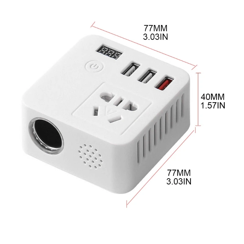 

150W LCD Car Inverter Auto Laptop Fan Charger Converter Cool Down Quickly USB Car Charging Converter