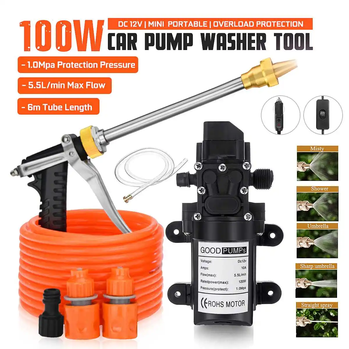 Мойщик автомобильный под высоким давлением 12 В 100 Вт|Мойки высокого давления| |