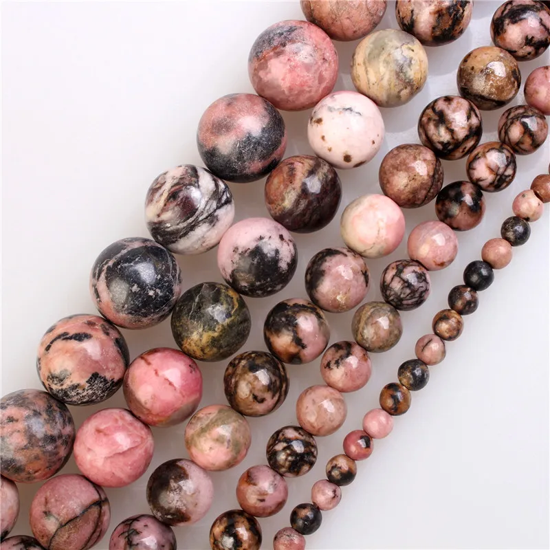 Natural Stone Red Black Rhodonite smooth Round Loose Beads 15&quot Strand 6 8 10 12MM Pick Size For Jewelry Making | Украшения и