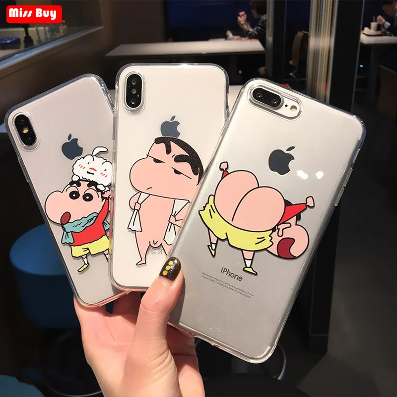 Тонкий мягкий ТПУ чехол Crayon Shinchan для телефона iphone X 7 8 6 6s Plus силиконовый