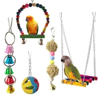 5pcspack parot toys bird toys bird parrot stand bird hammock stand hanging toy bird chew toy pet accessories for parakeets
