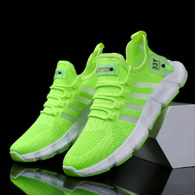 

Flying Woven Breathable Men's Casual Shoes Lightweight Popcorn Sole Male Sneakers Non-slip Wear-resistant Sports Running Shoes