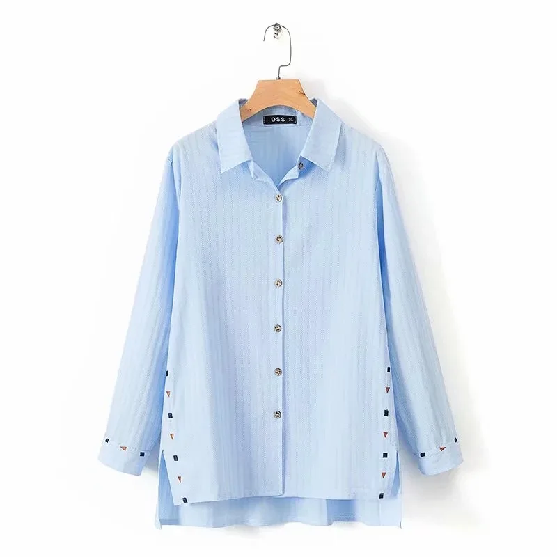 

Spring 2021 Women Shirt Plus Size Fashion Casual Clothes Female Tops Single Print Asymmetrical Length Camisa De Las Mujeres