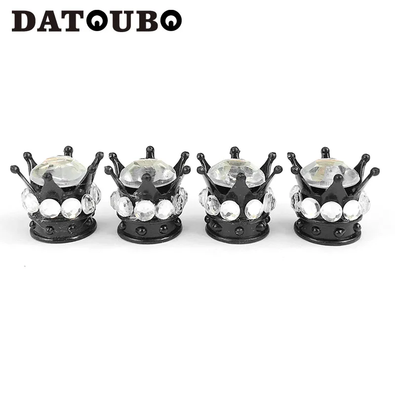 DATOUBO 4 pcs Black Crown Pink White Diamond Crystal Car Tire Valve Caps Tyre Dust Bicycle Wheel Air Cover | Автомобили и