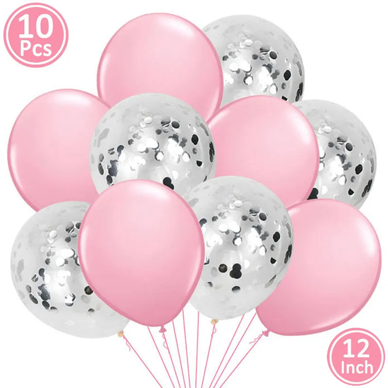 silver pink 10 шт смешанный воздушный шар "Конфетти" Свадебные украшения для детского душа Девичник вечерние DIY Настольные принадлежности - Цвет: silver pink