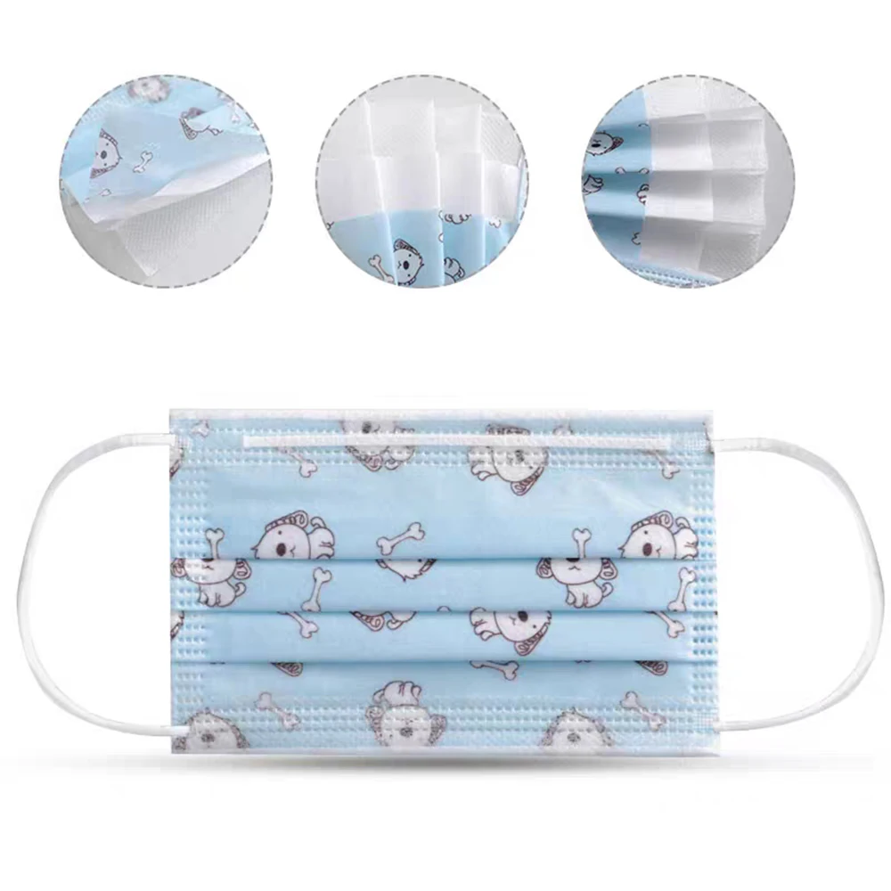 3 слойная защитная маска для рта детская мультяшная нетканые пылезащитные